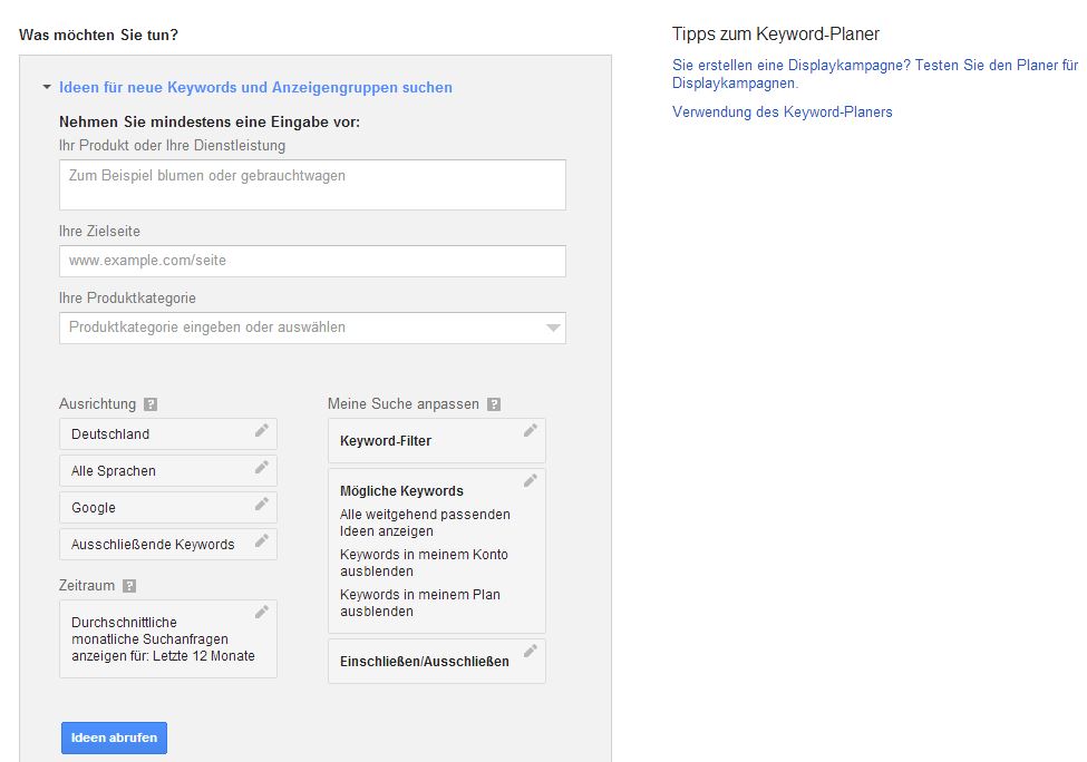 Google Keyword Planer 2014